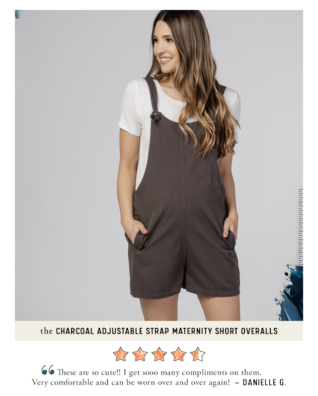 Shop The Charcoal Adjustable Strap Maternity Short Overalls